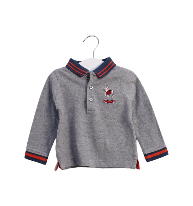 A Grey Long Sleeve Polos from Jacadi in size 6-12M for boy. (Front View)